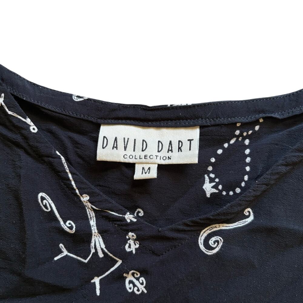 David Dart New Orleans Mardi Gras Jazz Music Fleur De Lis Whimsical Black Dress - Picture 2 of 7